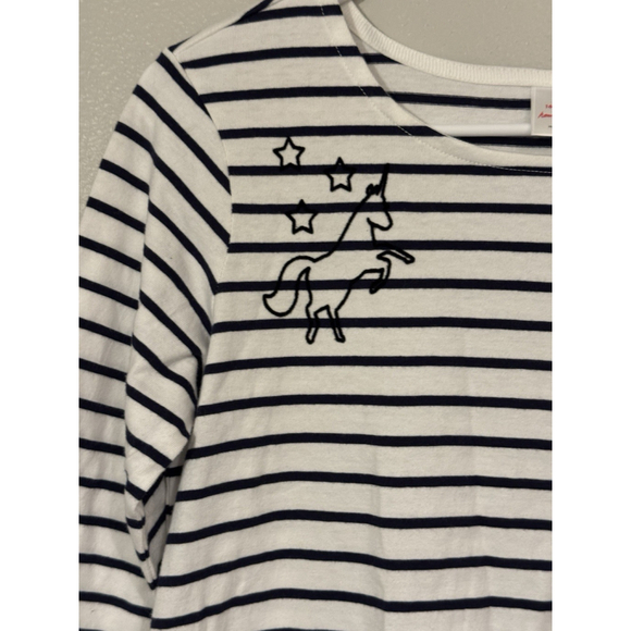 Hanna Andersson Girl's White/Black Striped Dress w/unicorns Sz. 14 100% Cotton - Picture 2 of 5
